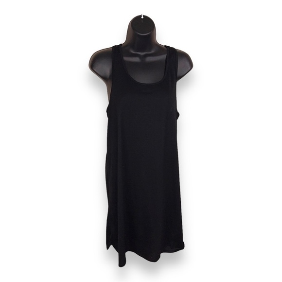 MEDIUM OP BLACK TANK TOP TUNIC SLEEVELESS STRETCH CASUAL SWIM RACERBACK GOTH - Picture 1 of 9